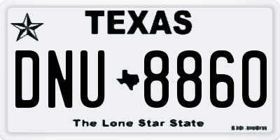 TX license plate DNU8860