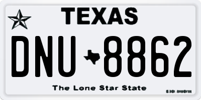 TX license plate DNU8862