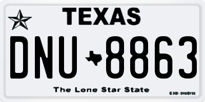 TX license plate DNU8863