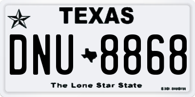 TX license plate DNU8868