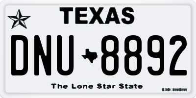 TX license plate DNU8892