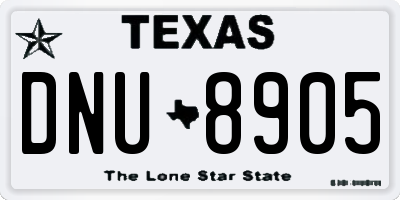 TX license plate DNU8905