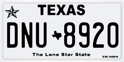 TX license plate DNU8920