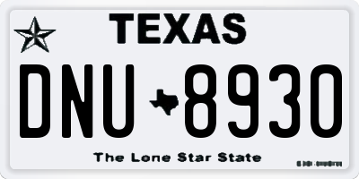 TX license plate DNU8930