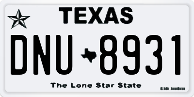 TX license plate DNU8931