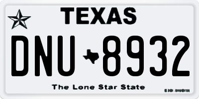 TX license plate DNU8932