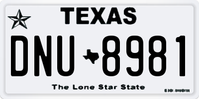 TX license plate DNU8981