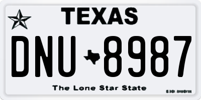 TX license plate DNU8987