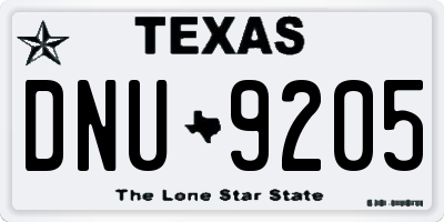 TX license plate DNU9205