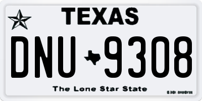 TX license plate DNU9308