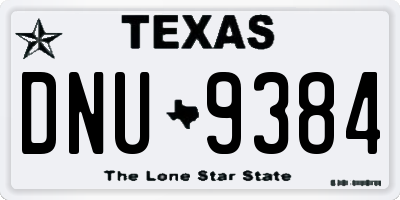 TX license plate DNU9384