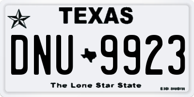 TX license plate DNU9923