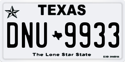 TX license plate DNU9933