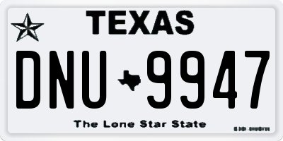 TX license plate DNU9947