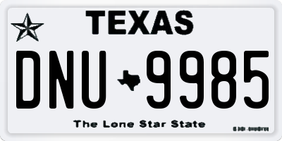 TX license plate DNU9985