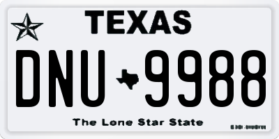 TX license plate DNU9988