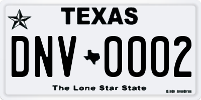 TX license plate DNV0002