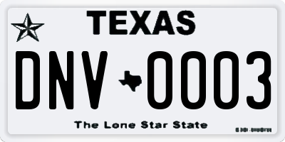 TX license plate DNV0003