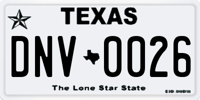 TX license plate DNV0026