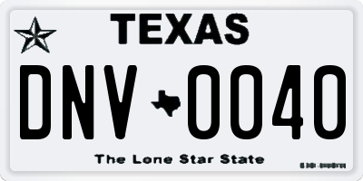 TX license plate DNV0040