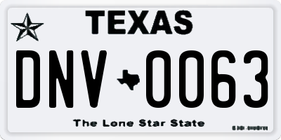 TX license plate DNV0063