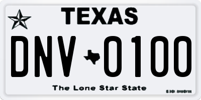 TX license plate DNV0100