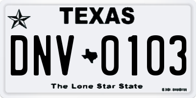 TX license plate DNV0103
