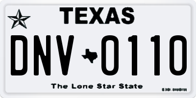 TX license plate DNV0110