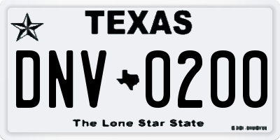 TX license plate DNV0200