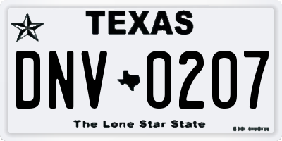TX license plate DNV0207