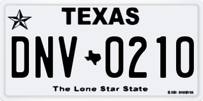 TX license plate DNV0210