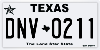 TX license plate DNV0211