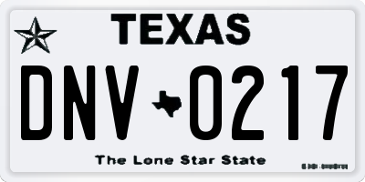 TX license plate DNV0217