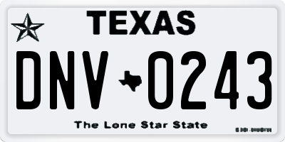 TX license plate DNV0243