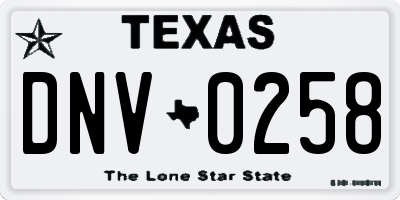 TX license plate DNV0258