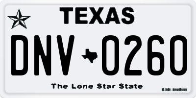 TX license plate DNV0260