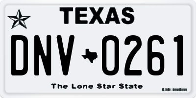 TX license plate DNV0261