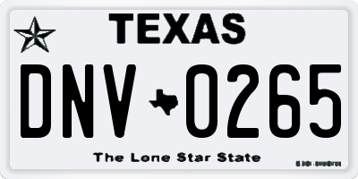 TX license plate DNV0265