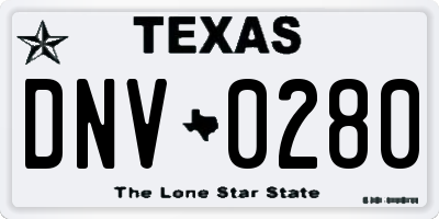 TX license plate DNV0280