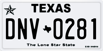 TX license plate DNV0281