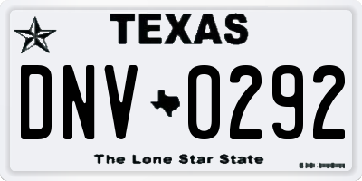 TX license plate DNV0292