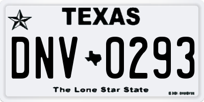 TX license plate DNV0293