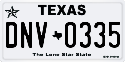 TX license plate DNV0335