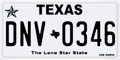 TX license plate DNV0346