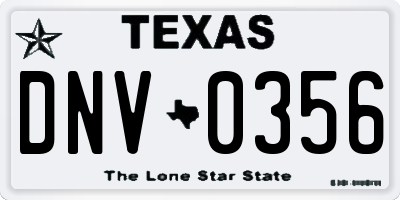 TX license plate DNV0356