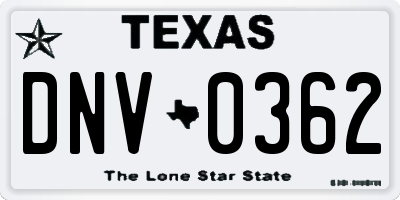 TX license plate DNV0362
