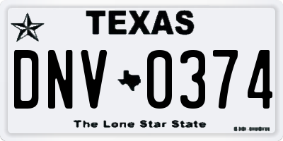TX license plate DNV0374