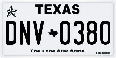 TX license plate DNV0380