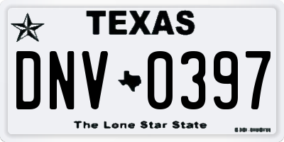 TX license plate DNV0397