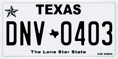 TX license plate DNV0403